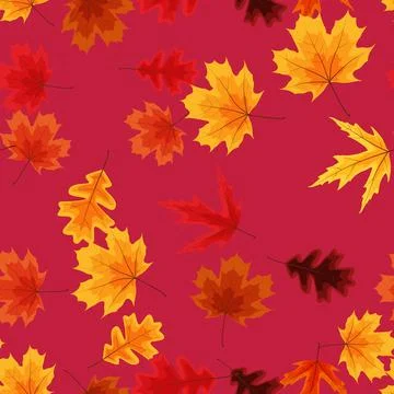 Autumn seamless pattern background with falling leaves. Vector Illustration E 스톡 일러스트