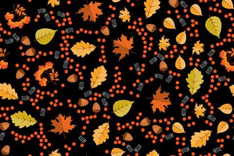 Autumn seamless pattern background with falling leaves. Vector Illustration Stock Illustration
