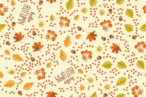Autumn seamless pattern background with falling leaves. Illustration Stock Illustration
