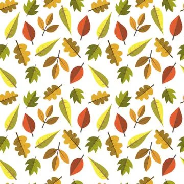 Autumn Seamless Pattern Background Leaves Ornament Fall Season Stock Illustration