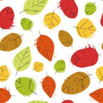 Autumn Seamless Pattern Background Leaves Ornament Fall Season Illustrazione stock