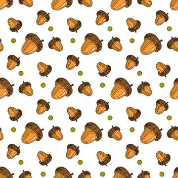 Autumn Seamless Pattern Background Oak Acorns Ornament Fall Season 스톡 일러스트