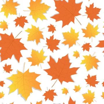 Autumn Seamless Pattern Background Yellow Maple Leaves Ornament Fall Season Illustrazione stock