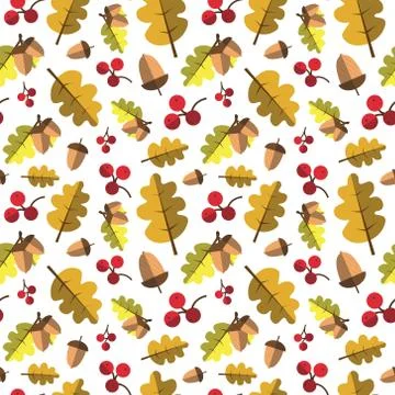 Autumn Seamless Pattern Background Yellow Leaves Ornament Fall Season Stock Illustration