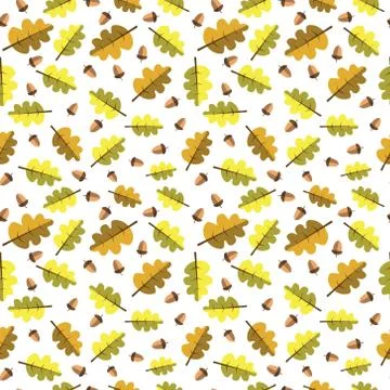 Autumn Seamless Pattern Background Yellow Leaves Ornament Fall Season Stock Illustration