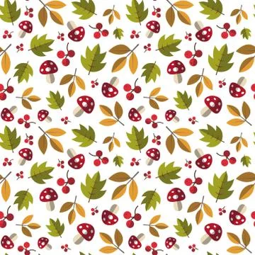 Autumn Seamless Pattern Background Yellow Leaves Ornament Fall Season Stock Illustration