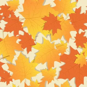 Autumn Seamless Pattern Background Yellow Maple Leaves Ornament Fall Season Stock Illustration