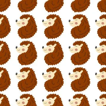 Autumn seamless pattern with berries. Cute hedgehogs Ilustración de archivo