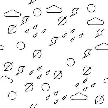 Autumn seamless pattern in black and white Stock Illustration