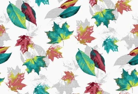Autumn seamless pattern with colorful maple leaves. Stock Illustration