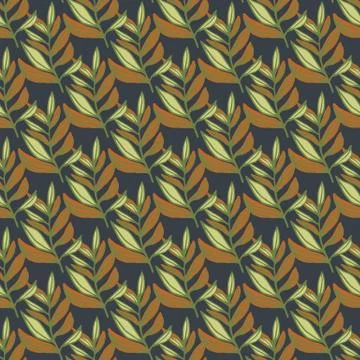 Autumn seamless pattern with contoured orange and green leaf elements. Styliz Stockillustratie