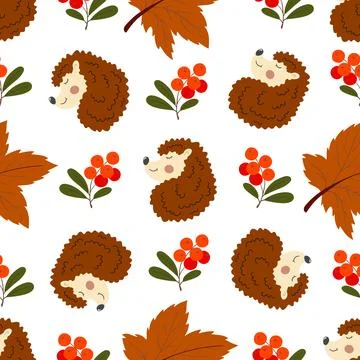 Autumn seamless pattern. Cute hedgehogs. Pattern for children's room Ilustración de archivo