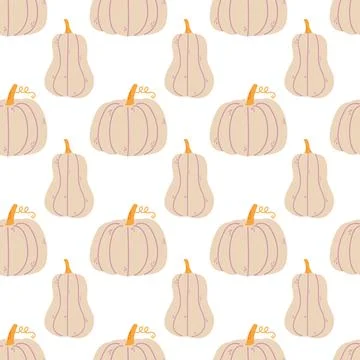 Autumn seamless pattern with cute pumpkins Stock Illustration