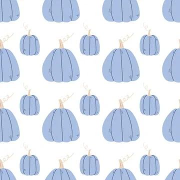 Autumn seamless pattern with cute pumpkins Stock Illustration