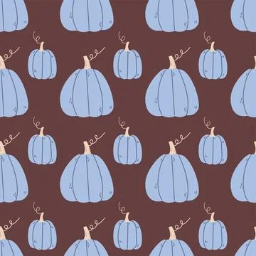 Autumn seamless pattern with cute pumpkins Stock Illustration