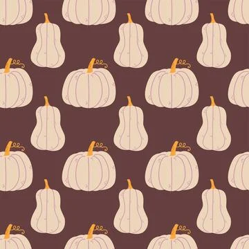 Autumn seamless pattern with cute pumpkins Stock Illustration