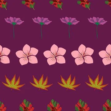 Autumn seamless pattern design on purple background Stock Illustration