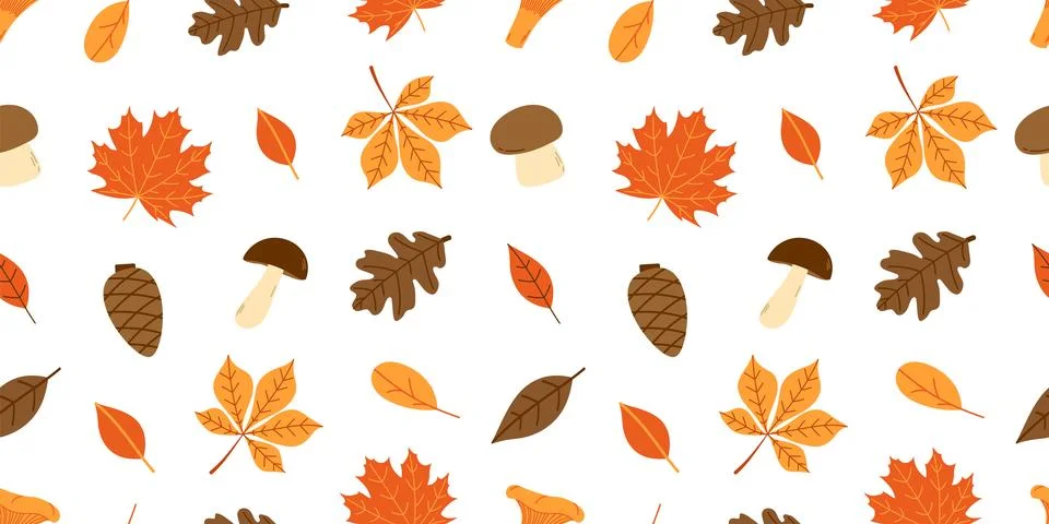 Autumn seamless pattern with fall leaves イラスト素材