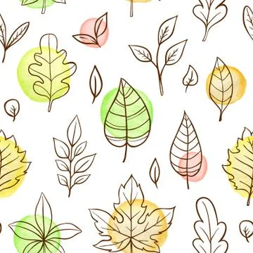 Autumn seamless pattern with falling leaves 스톡 일러스트