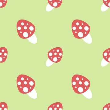 Autumn seamless pattern, fly agaric, vector. Stock Illustration
