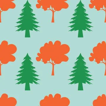 Autumn seamless pattern, forest park grove tree, illustration Stock Illustration