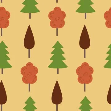 Autumn seamless pattern, green red trees forest, vector illustration for text Illustrazione stock