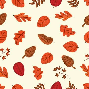 Autumn seamless pattern hand drawn vector illustration Stock Illustration