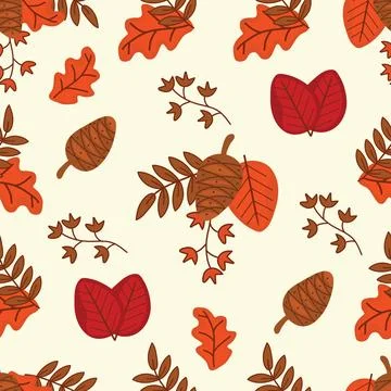 Autumn seamless pattern hand drawn Stock Illustration