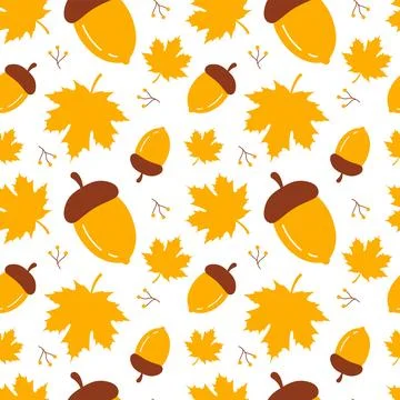 Autumn Seamless Pattern Illustration Element Panoramic of Maple Trees Falle.. 스톡 일러스트