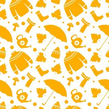 Autumn Seamless Pattern Illustration Element Panoramic of Maple Trees Falle.. Stockillustratie