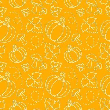 Autumn Seamless Pattern Illustration Element Panoramic of Maple Trees Falle.. 스톡 일러스트