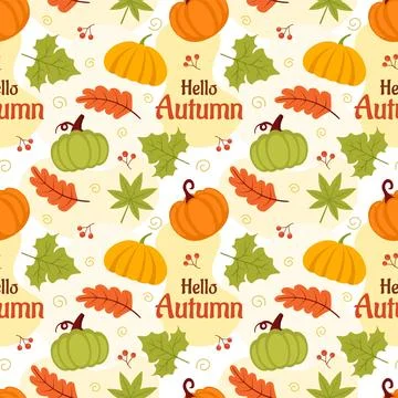 Autumn Seamless Pattern Illustration Element Panoramic of Maple Trees Falle.. Illustrazione stock