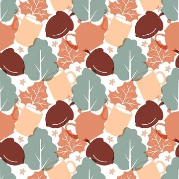Autumn Seamless Pattern Illustration Element Panoramic of Maple Trees Falle.. 스톡 일러스트