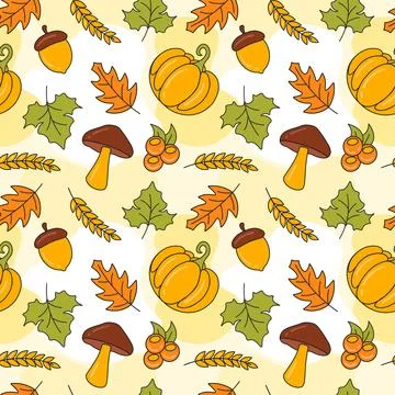 Autumn Seamless Pattern Illustration Element Panoramic of Maple Trees Falle.. 스톡 일러스트