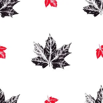 Autumn seamless pattern. Ink messy drops leaves vector illustration. Print fo 스톡 일러스트