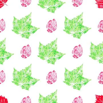 Autumn seamless pattern. Ink messy drops leaves vector illustration. Print fo 스톡 일러스트