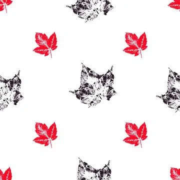Autumn seamless pattern. Ink messy drops leaves vector illustration. Print fo Stock Illustration