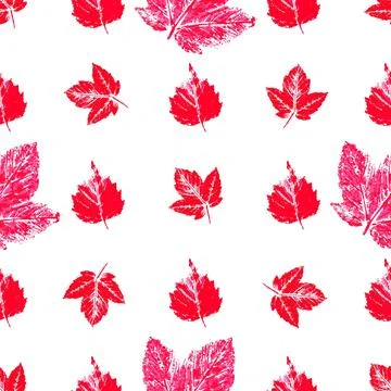 Autumn seamless pattern. Ink messy drops leaves vector illustration. Print fo Stock Illustration