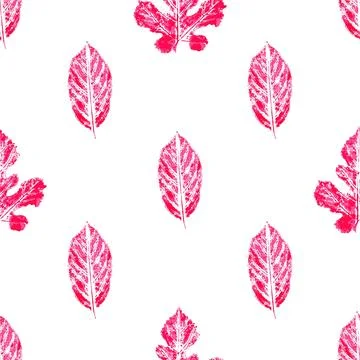 Autumn seamless pattern. Ink messy drops red leaves vector illustration. Prin 스톡 일러스트