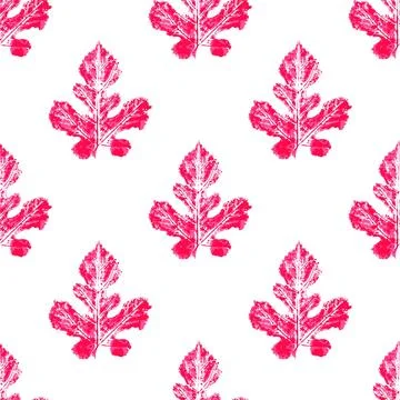 Autumn seamless pattern. Ink messy drops red leaves vector illustration. Prin Stock Illustration