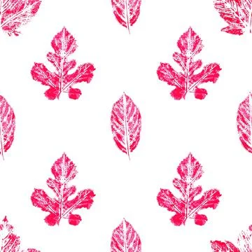 Autumn seamless pattern. Ink messy drops red leaves vector illustration. Prin 스톡 일러스트