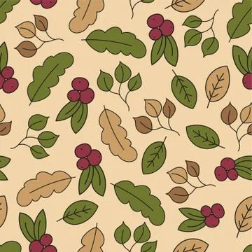Autumn seamless pattern with leaf, autumn leaf background. Abstract leaf texture Stock Illustration