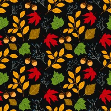 Autumn seamless pattern with leaf, autumn leaf background. Abstract leaf text Stock Illustration