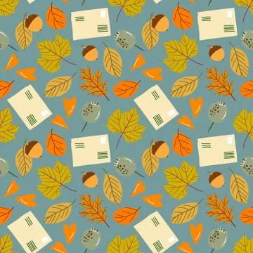 Autumn seamless pattern with leaf, autumn leaf background. Abstract leaf text Illustrazione stock