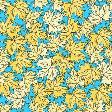 Autumn Seamless Pattern MAPLE LEAVES Color Vector Illustration 스톡 일러스트