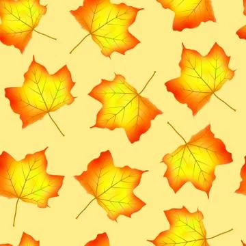 Autumn seamless pattern with maple leaves. Illustrazione stock