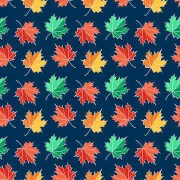 Autumn seamless pattern with maple leaves. Vector background. Stock Illustration