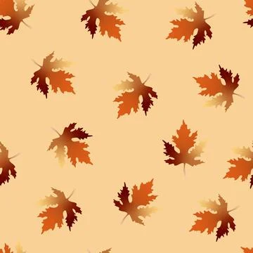 Autumn-seamless-pattern-with-maple-leaves-on-beige-background Illustrazione stock