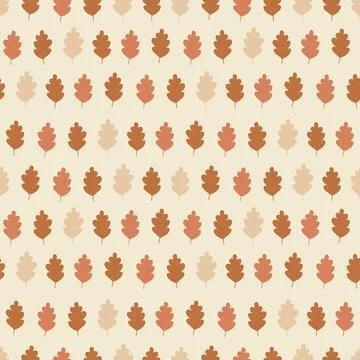 Autumn seamless pattern with oak leaves, minimalistic fall pattern Stock Illustration