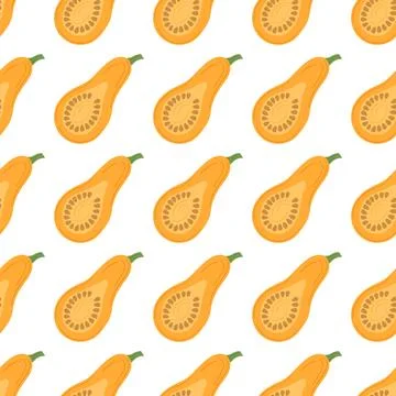 Autumn seamless pattern. Pumpkin fabric pattern. Natural style, suitable for  Stock Illustration